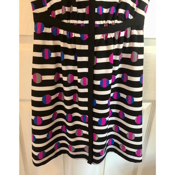 Cynthia Rowley Cap Sleeve Retro Futuristic Striped Button Down Dress - Size 2 - Picture 7 of 9